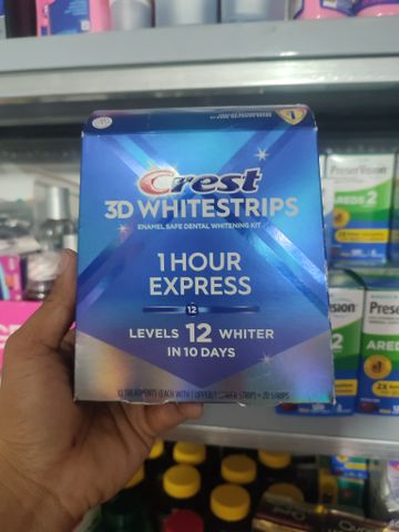 Miếng dán trắng răng Mỹ Crest 3D White Whitestrips 45p và 1 Hour Express