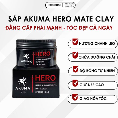 Sáp Vuốt Tóc Nam AKUMA HERO Matte Clay 95g – Giữ Nếp Mạnh, Không Bết Dính, Tạo Kiểu Tự Nhiên