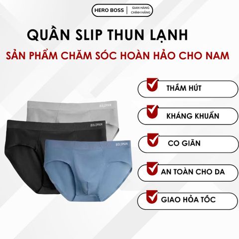 Quần Lót Tam Giác Nam BOLDMAN - Sịp Thun Lạnh Cao Cấp Kháng Khuẩn, Co Giãn, Thấm Hút Mồ Hôi, Không Hằn Da