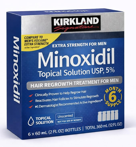 Dung dịch (Gel) mọc tóc cho nam Kirkland Minoxidil 5% Hair Regrowth Treatment Hộp 6 ống x60ml 647507