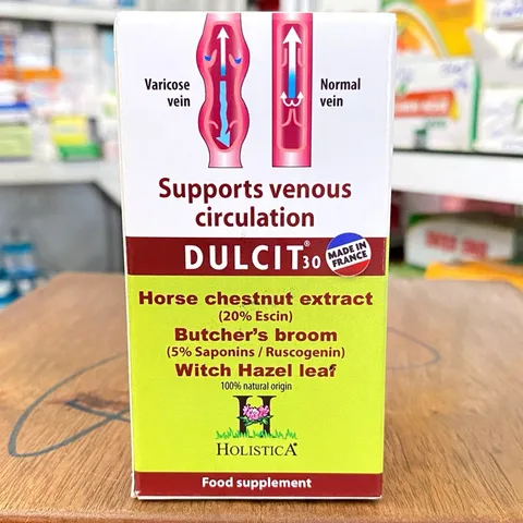 DULCIT Holistica hỗ trợ giảm phù chân do suy giãn tĩnh mạch,đau búi trĩ(Hộp 30viên)