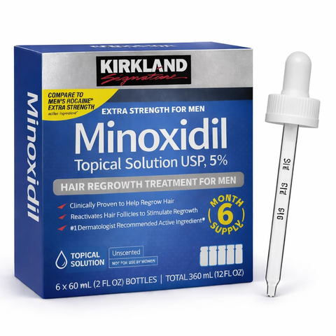 Dung dịch (Gel) mọc tóc cho nam Kirkland Minoxidil 5% Hair Regrowth Treatment Hộp 6 ống x60ml 647507