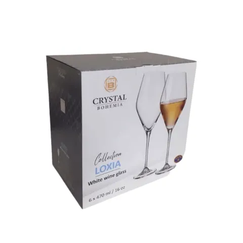 Set 6 ly vang trắng Loxia 470ml Crystal Bohemia