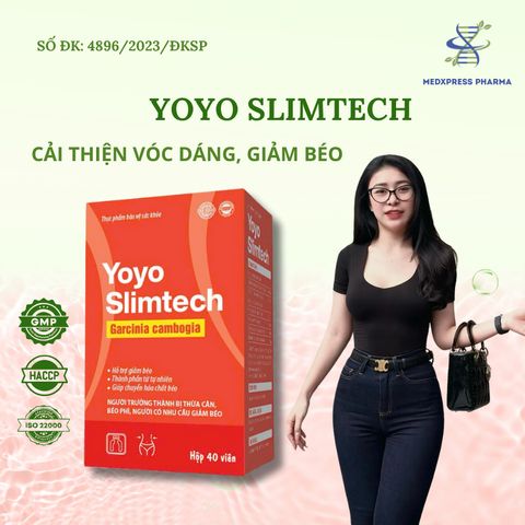 [Mua 3 Tặng 1] Viên Uống Giảm Cân YOYO Slimtech - Hỗ Trợ Giảm Béo, Chuyển Hóa Chất Béo Hộp 40 Viên