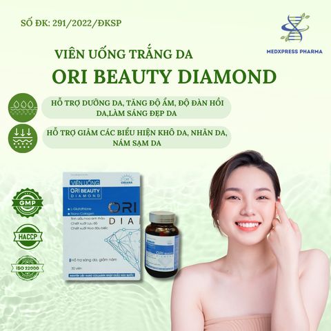 [COMBO 3 HỘP] Viên Uống Ori Beauty Diamond – Hỗ Trợ Giảm Khô Da & Làm Sáng Đẹp Da Hộp 30 Viên