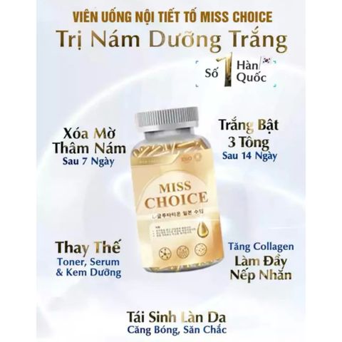[COMBO 3 HỘP] Viên Uống Trắng Da Glutathion Miss Choice - Hỗ Trợ Trắng Da, Giảm Nám, Tàn Nhan