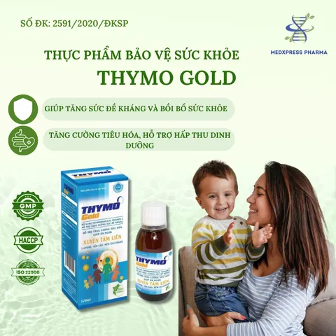[COMBO 3 HỘP] TPBVSK Thymo Gold – Hỗ trợ tăng cường miễn dịch, bổ sung Kẽm, Vitamin C,... 120ml