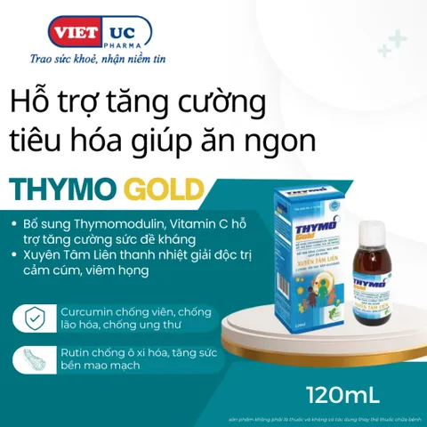 [COMBO 3 HỘP] TPBVSK Thymo Gold – Hỗ trợ tăng cường miễn dịch, bổ sung Kẽm, Vitamin C,... 120ml