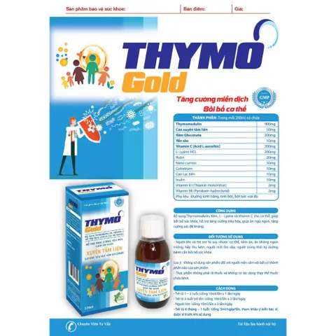 [COMBO 3 HỘP] TPBVSK Thymo Gold – Hỗ trợ tăng cường miễn dịch, bổ sung Kẽm, Vitamin C,... 120ml