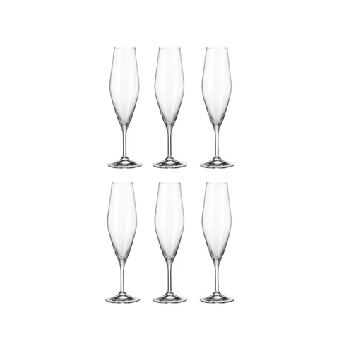 Set 6 ly champagne Gavia 210ml Crystal Bohemia