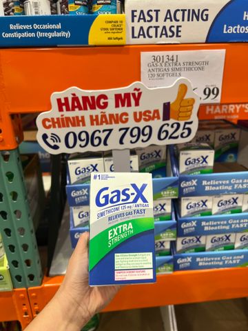 Viên uống Gas-X Extra Strength 120 viên - Giảm đầy hơi, khó tiêu - Dạng viên nang mềm dễ uống, hỗ trợ tiêu hóa hiệu quả