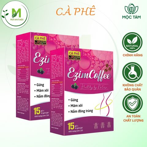 Cà phê Giảm Cân Ezim Mộc Tâm, Cà Phê Mâm Xôi- Gừng- Đông Trùng Hạ Thảo Hỗ Trợ Đốt Mỡ- Giảm Cân- Giữ Dáng- Cải Thiện Tiêu Hóa- Dẹp Da ( Hộp 15 gói x 15gr).