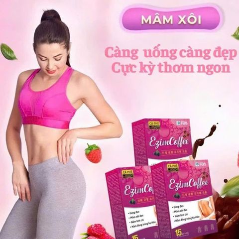 Cà phê Giảm Cân Ezim Mộc Tâm, Cà Phê Mâm Xôi- Gừng- Đông Trùng Hạ Thảo Hỗ Trợ Đốt Mỡ- Giảm Cân- Giữ Dáng- Cải Thiện Tiêu Hóa- Dẹp Da ( Hộp 15 gói x 15gr).