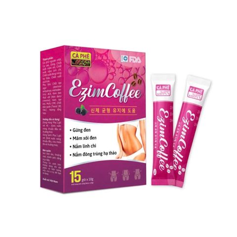 Cà phê Giảm Cân Ezim Mộc Tâm, Cà Phê Mâm Xôi- Gừng- Đông Trùng Hạ Thảo Hỗ Trợ Đốt Mỡ- Giảm Cân- Giữ Dáng- Cải Thiện Tiêu Hóa- Dẹp Da ( Hộp 15 gói x 15gr).