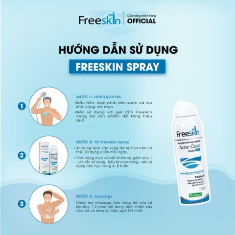 Xịt mụn body và gel tắm ngừa mụn Freeskin hỗ trợ viêm nang lông body