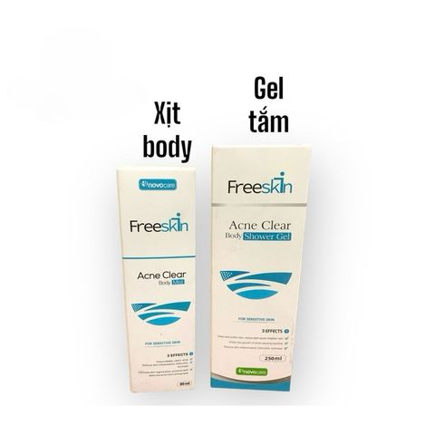 Xịt mụn body và gel tắm ngừa mụn Freeskin hỗ trợ viêm nang lông body