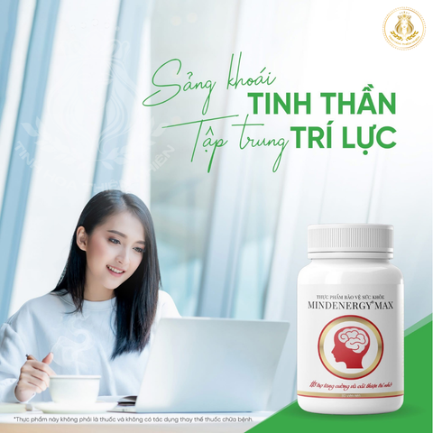 Viên uống bổ não, cải thiện trí nhớ MINDENERGY MAX. Từ dược liệu quý. Hỗ trợ giảm căng thẳng mệt mỏi, ngủ sâu giấc 30 viên/Hộp
