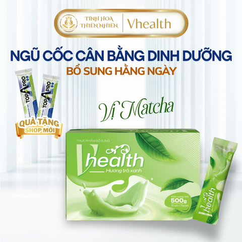 Ngũ cốc dinh dưỡng vị match VHEALTH bản nâng cấp, vị ngon hơn. Tăng cường sức khỏe, miễn dịch. Hỗ trợ tiêu hóa khỏe (20 gói x 25g/gói) 647796