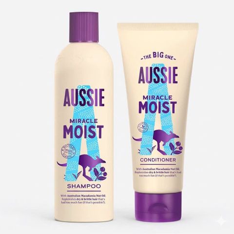 Combo gội xả Aussie giúp dưỡng ẩm làm mềm mượt tóc khô xơ, giúp tóc bồng bềnh Miracle Shampoo Moist 300ml 648008