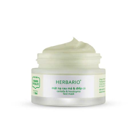 Mặt nạ Rau Má & Diếp Cá giảm dầu, mụn Herbario 30ml thuần chay chính hãng