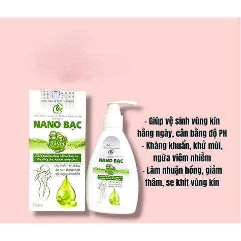 Dung dịch vệ sinh thảo mộc NANO BẠC làm sạch vùng kín,ngăn ngừa viêm nhiễm (Chai 150ml)