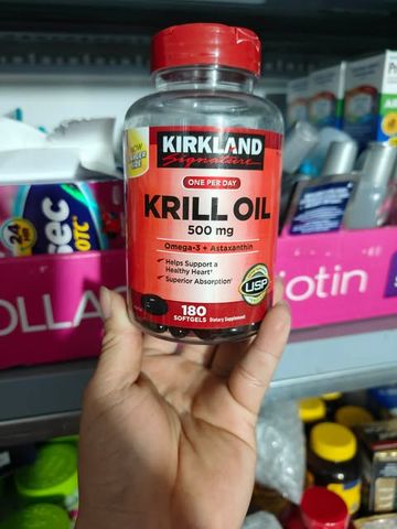 Dầu nhuyễn thể (dầu tôm) Kirkland Signature Krill Oil 500mg 180 viên 648186