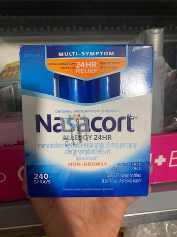 Xịt mũi giảm viêm xoang, dị ứng Nasacort Allergy 24hr Non-Drowsy Nasal Spray