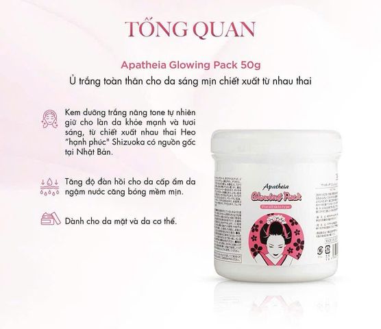 Kem ủ trắng da Apatheia Glowing Pack 500g cô gái Nhật