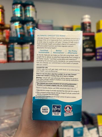 Omega -D3 minis Nordic Naturals  Dầu cá cao cấp hàm lượng cao Nordic 60 viên