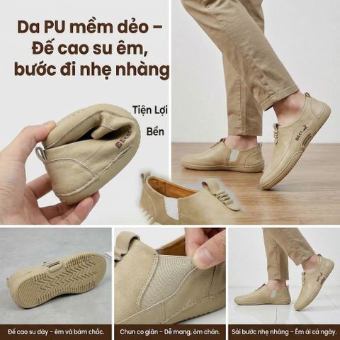 Giày da nam lười cao cấp đen, thời trang công sở, đế cao su mềm, thoải mái đi lại, phù hợp chụp kỷ yếu và dự tiệc RUNO G61