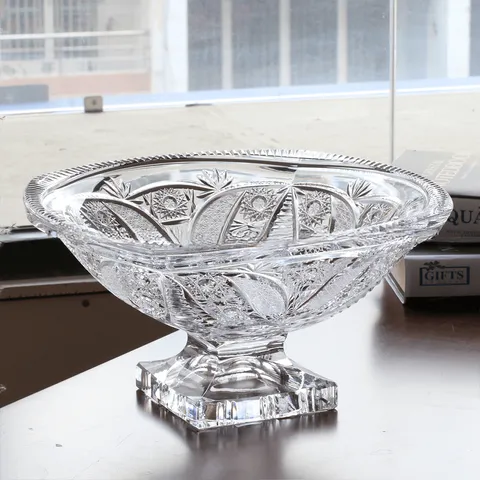 Mâm bồng chân đế vuông M56 34cm Crystal Bohemia