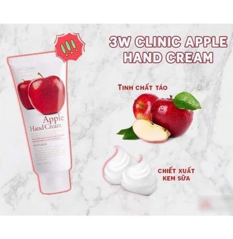 Kem Dưỡng Da Tay 3W Clinic Apple 100ml - Giúp Mềm Mại và Bảo Vệ Da Tay, Sản Phẩm Chăm Sóc Cơ Thể Chất Lượng