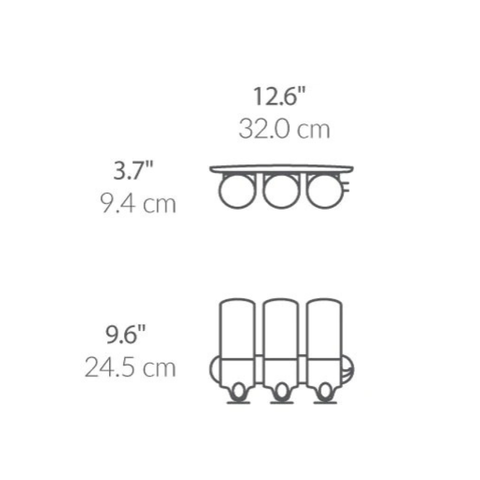 Set 3 bình đựng dầu gội, sữa tắm treo tường Simplehuman Triple Wall Mount Shower Pump