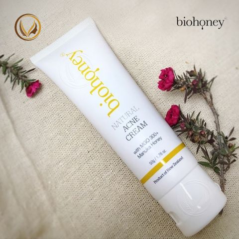 Kem loại bỏ mụn, giảm thâm mụn mật ong manuka Biohoney Natural Acne Cream 50g
