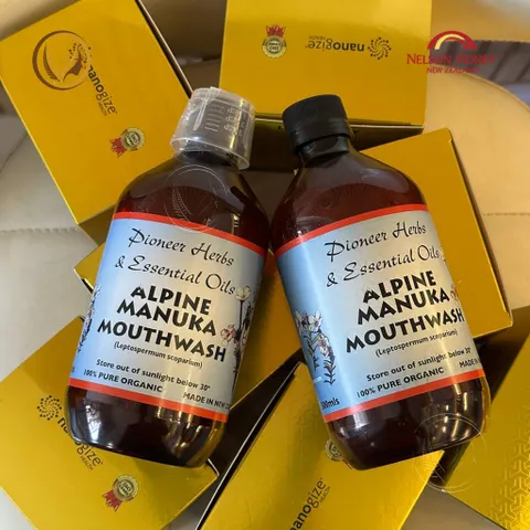 Nước súc miệng mật ong manuka Nelson Honey Alpine Manuka Mouthwash 500ml - Chính hãng New Zealand