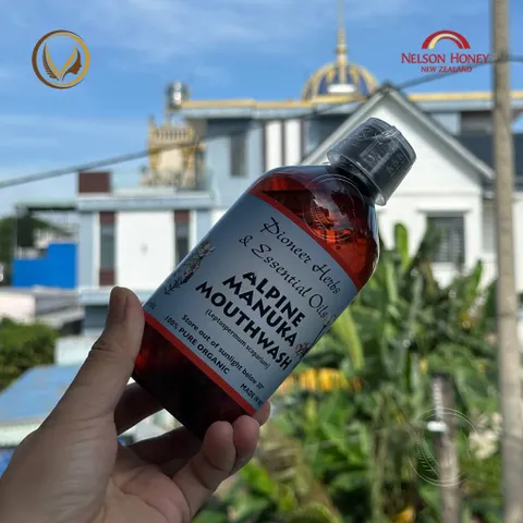 Nước súc miệng mật ong manuka Nelson Honey Alpine Manuka Mouthwash 500ml - Chính hãng New Zealand