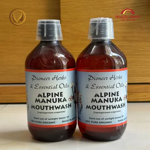 Nước súc miệng mật ong manuka Nelson Honey Alpine Manuka Mouthwash 500ml - Chính hãng New Zealand
