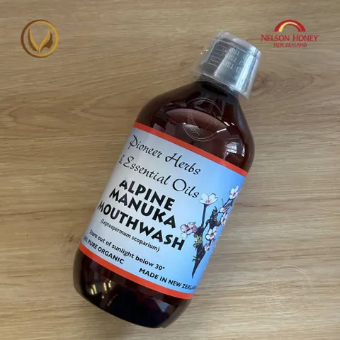 Nước súc miệng mật ong manuka Nelson Honey Alpine Manuka Mouthwash 500ml - Chính hãng New Zealand