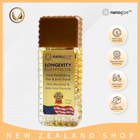Dầu gió vàng con lăn nắp nấu Nhập khẩu chính hãng Mỹ Nanogize Longevity Essential Oil 21ml