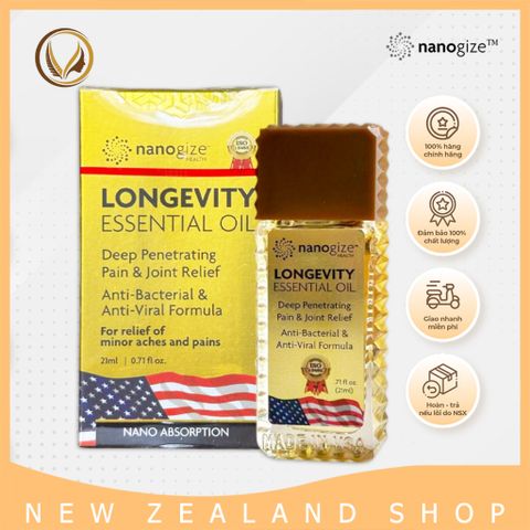 Dầu gió vàng con lăn nắp nầu Nhập Khẩu Mỹ Nanogize Longevity Essential Oil™ 21ml