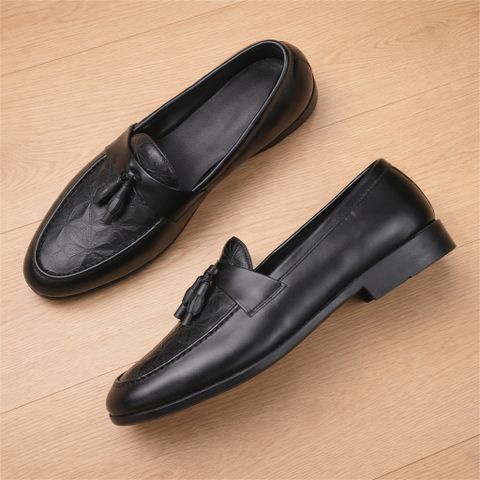 Giày lười da PU cao cấp DAVINCIA, giày da nam chụp kỷ yếu dập vân họa tiết 3D đế cao 3cm có khâu G8
