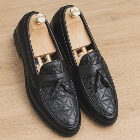 Giày lười da PU cao cấp DAVINCIA, giày da nam chụp kỷ yếu dập vân họa tiết 3D đế cao 3cm có khâu G8
