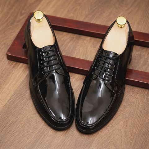 Giày derby da bóng kính DAVINCIA thời trang giới trẻ, giày da PU bóng đế mềm có khâu thiết kế trẻ trung G19