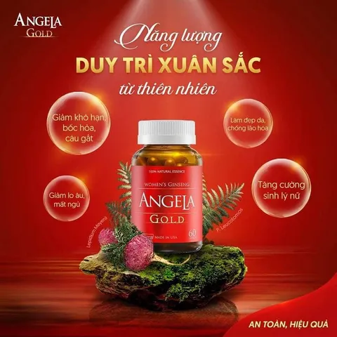 [ Đầy Đủ Tem Tích Điểm] Viên uống Angela gold tăng cường sức khoẻ, sắc đẹp và sinh lý nữ Hộp 60 Viên