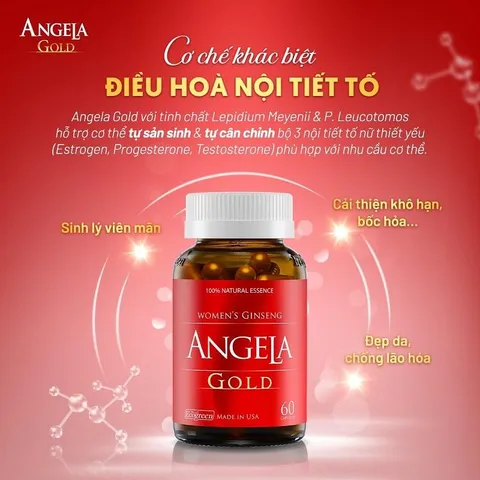 [ Đầy Đủ Tem Tích Điểm] Viên uống Angela gold tăng cường sức khoẻ, sắc đẹp và sinh lý nữ Hộp 60 Viên