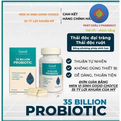 Men vi sinh  Good Choice's 35 tỷ probiotic hỗ trợ thải độc đại tràng, thải độc ruột hộp 60 Viên 649096
