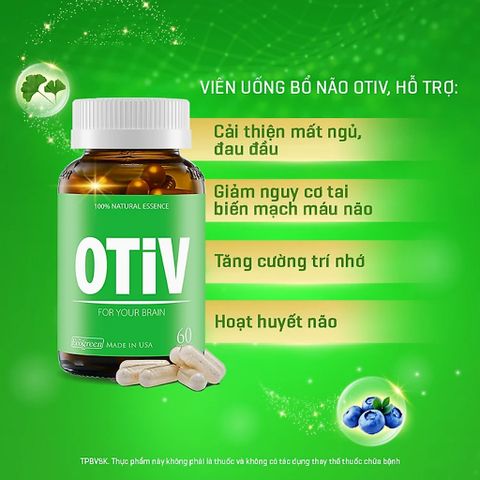 Viên uống OTIV cải Thiện Đau Đầu, Mất Ngủ, Hoạt Huyết Não hộp 60 viên