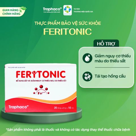 FERITONIC Traphaco Bổ Sung Sắt Cho Bé Và Mẹ Bầu,Giảm Nguy Cơ Thiếu Máu,Tái Tạo Hồng Cầu 2 Vỉ x10 Ống