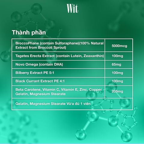 Viên uống Wit giúp tăng cường thị lực, giảm mờ mỏi mắt hộp 30 Viên