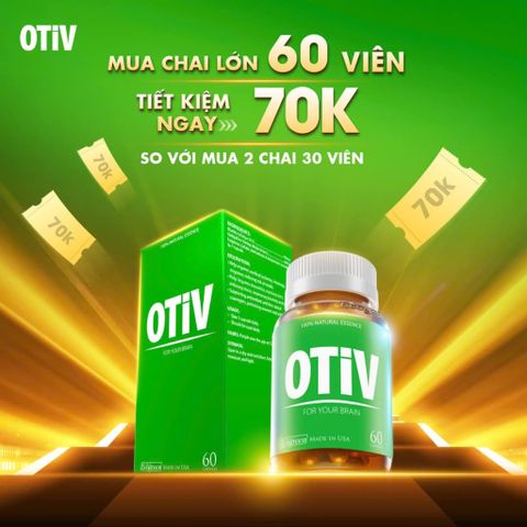 [Chính Hãng][Combo 2 Hộp 60V Tặng 1 Hộp 15 Viên] OTIV cải Thiện Đau Đầu, Mất Ngủ, Hoạt Huyết Não